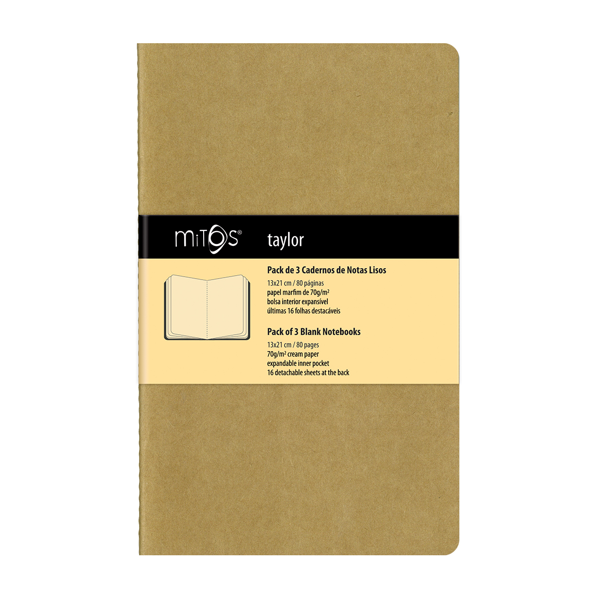 MITOS® TAYLOR-Pack3 Cadernos Notas Liso(13x21cm)80pag